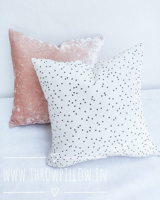 White Polka Dotted Cushion Cover