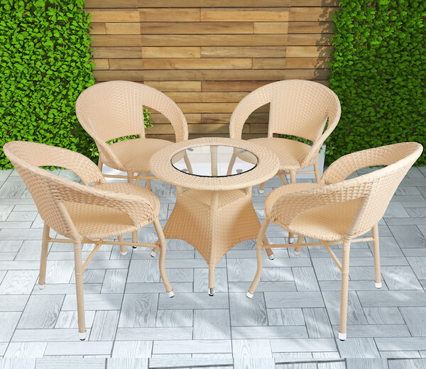 Wicker 4-Seater Outdoor Set in Cream, Camila