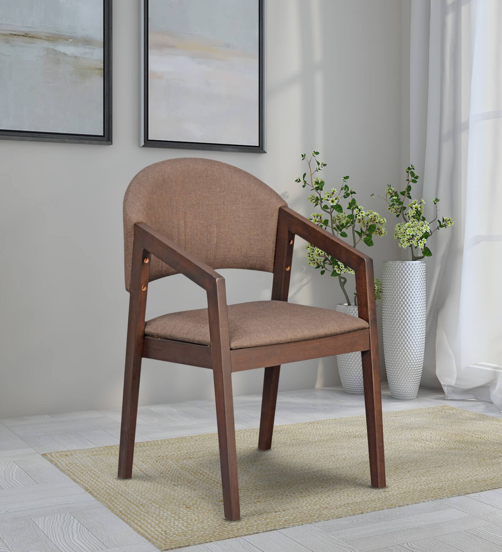 Wood Arm Chair in Brown