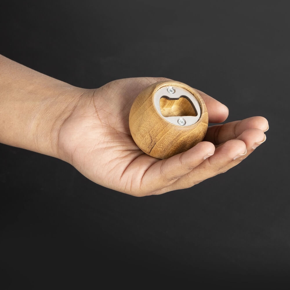 Wood, Ball-Shaped Bottle Opener