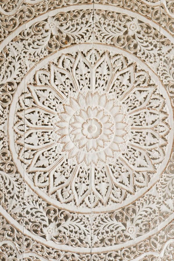 Wood Headboard/Wall Panel in Distressed White