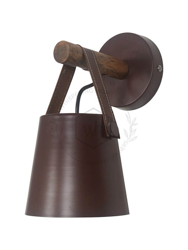 Wood, Metal and Leather Trim Wall Sconce