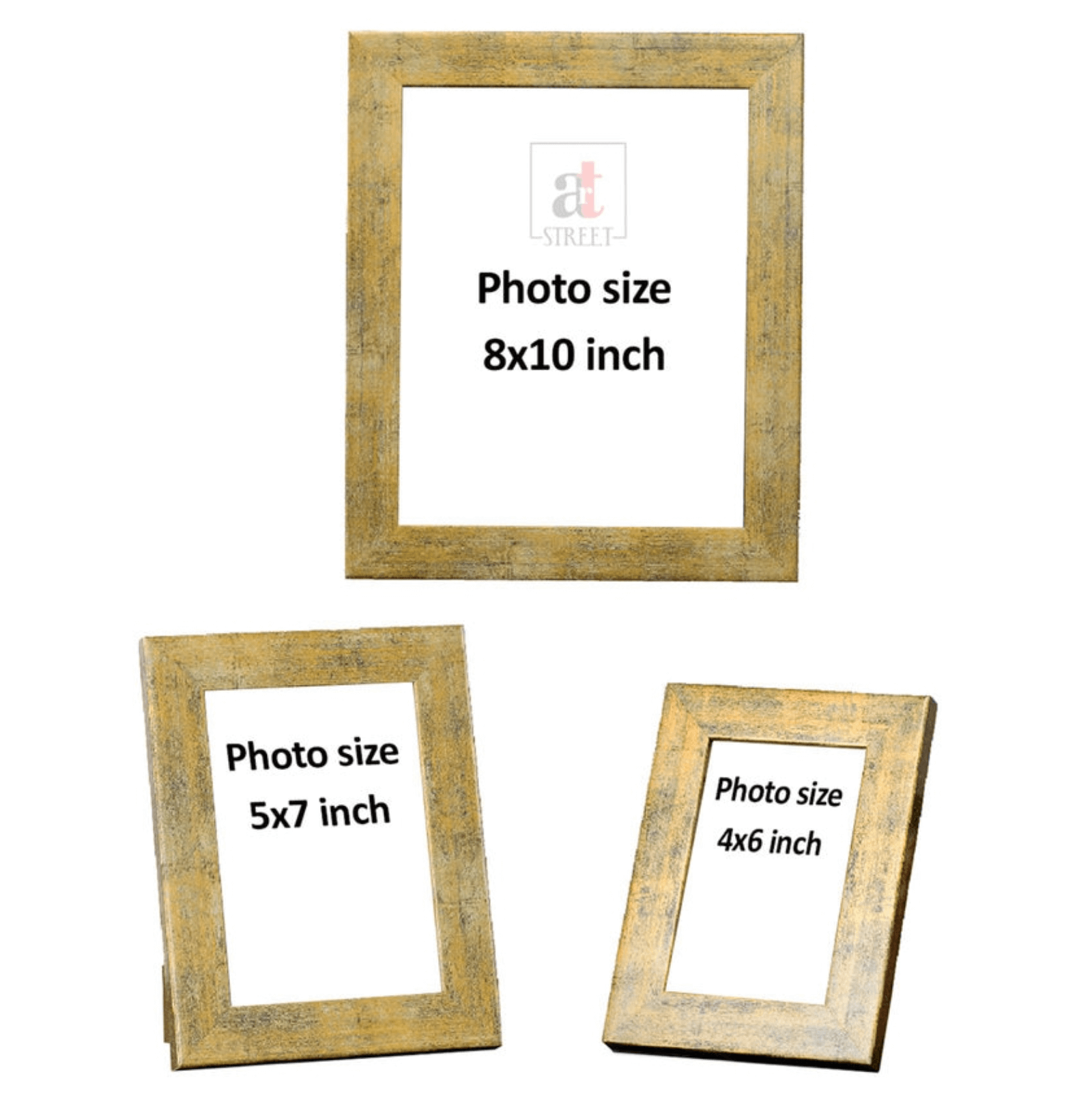 Wood Photo Frames in Gold, Set of 3