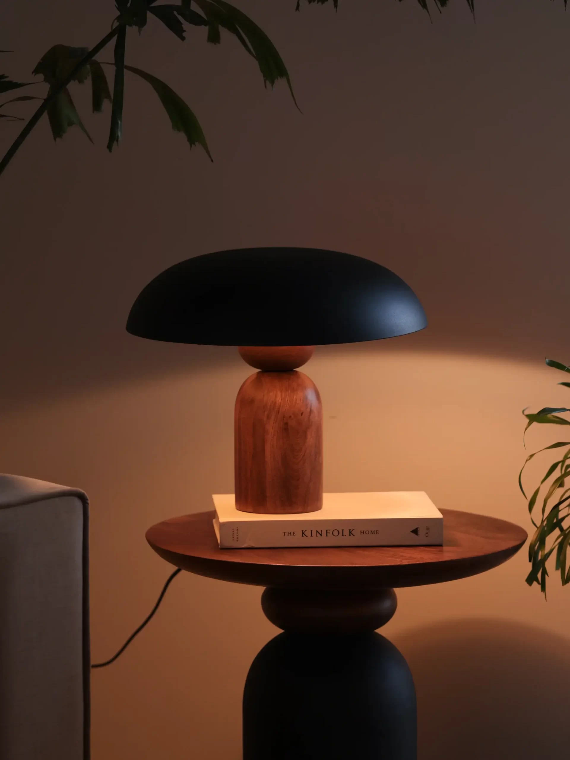 Wood Table Lamp with Metal Shade, Perisi Style 2