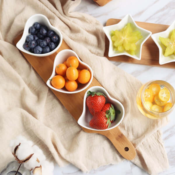 Wood Tray and 3 Bowls Serving Platter Set