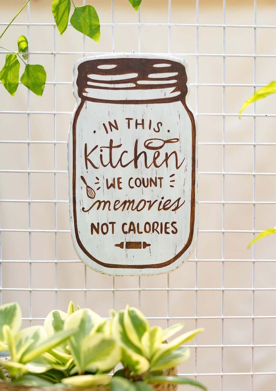 Wood, Wall Hanging Decor ‘No Calories’ Jar