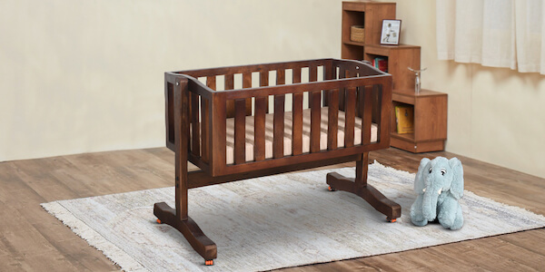 Wood and Foam Swing Baby Cot with Mattress