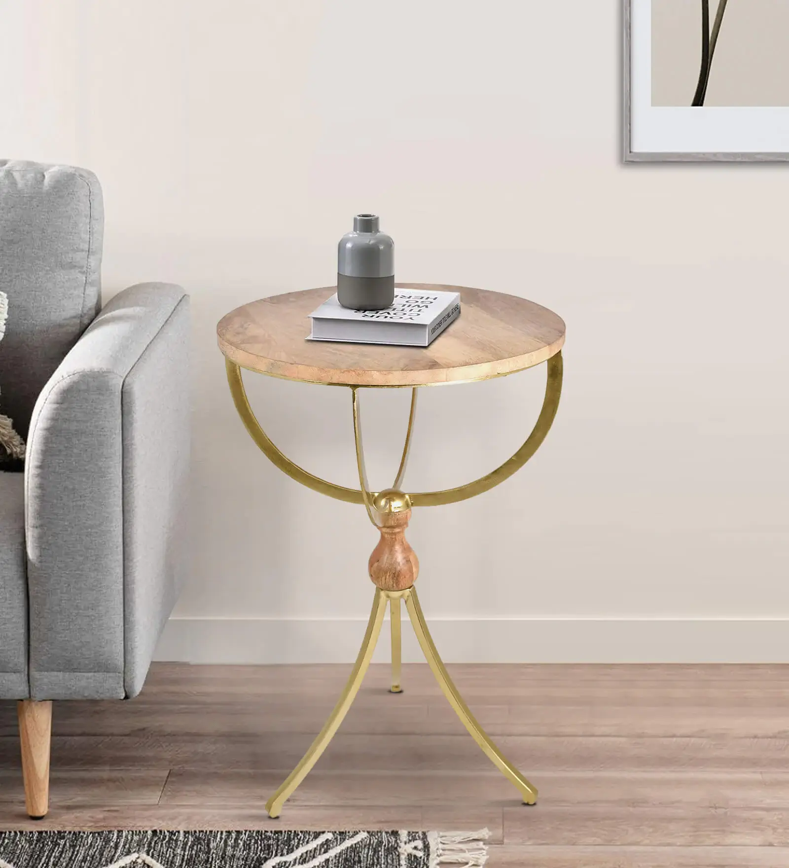 Wood and Metal Side Table, Indi