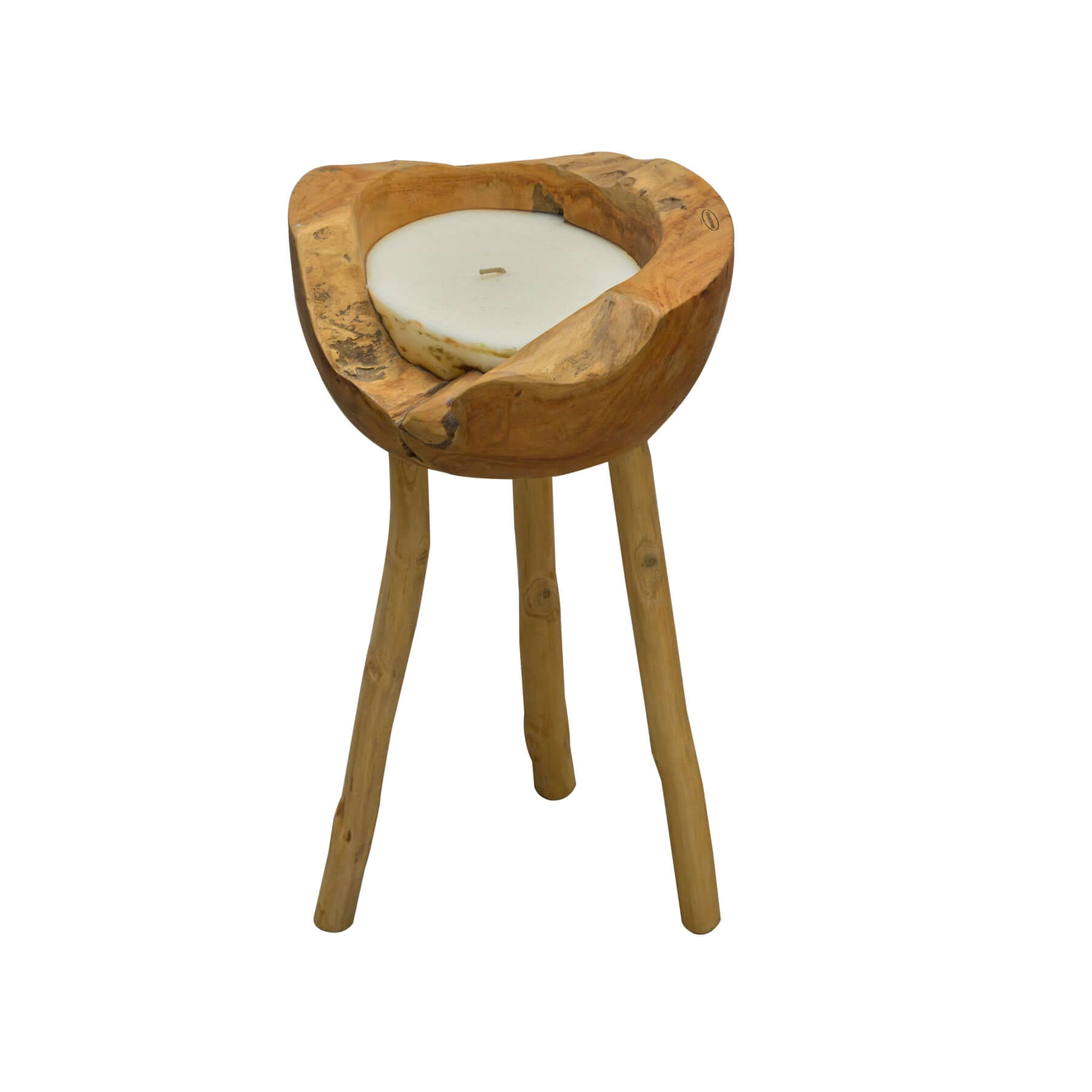 Wooden Bowl Floor Candle Stand, Large