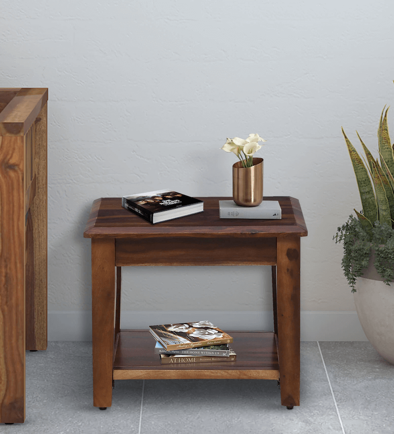 Wooden End Table in Teak Finish, Clermont