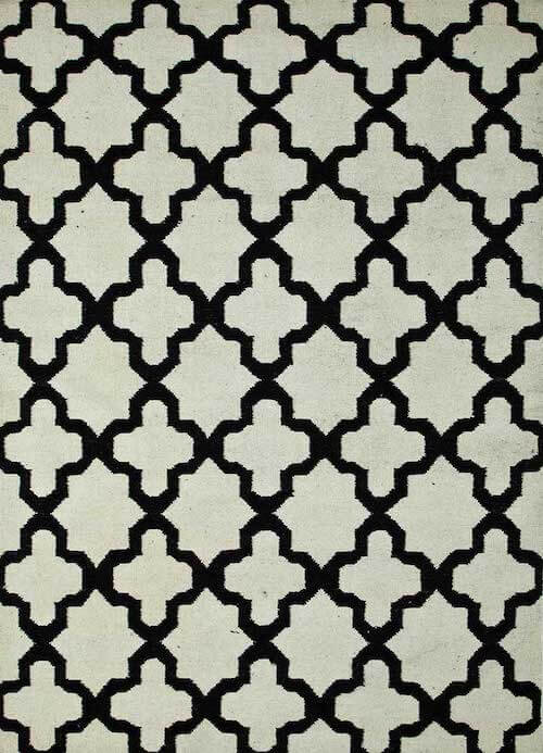 Wool, Flat Weaves Rug in White/Ebony DW-138, Indusbar