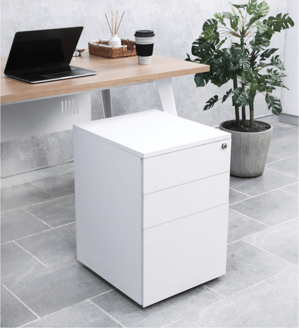 Zoey Pedestal 3 drawer, White