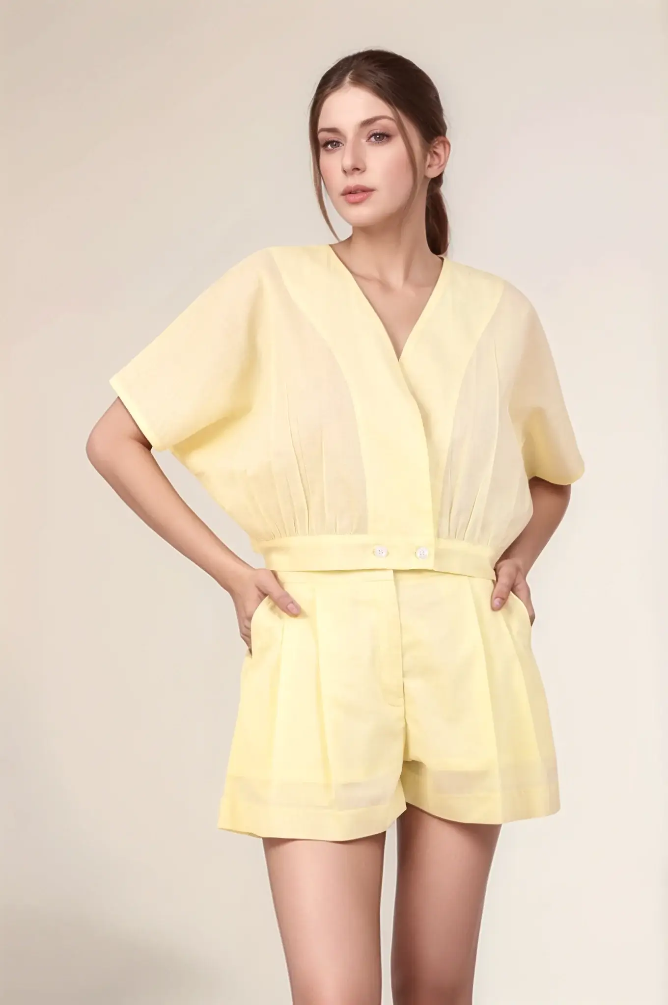 Pale Yellow Cotton Crop Top