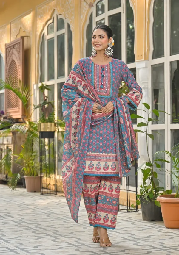 Bodhi Prussian Pure Cotton Suit Set