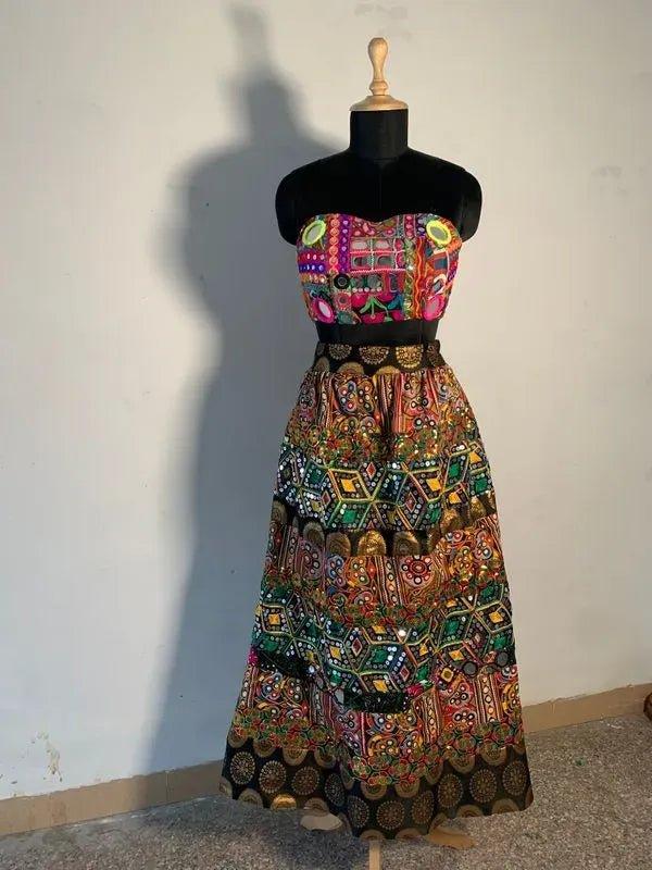 GULZAR- Tube top & patchwork skirt set