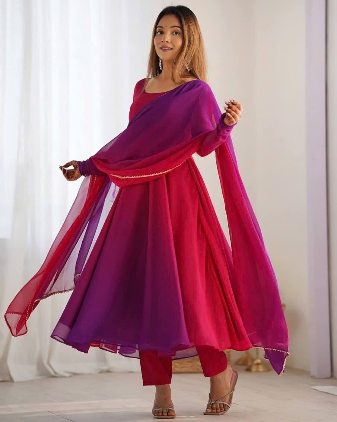 Ombre Dyed Anarkali Kurta Set by Svaraa