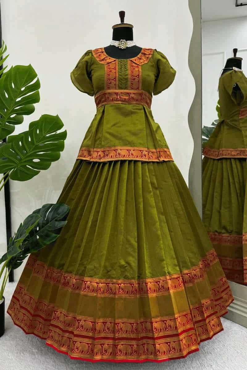 South Indian Style Crop Top Lehenga For Pongal