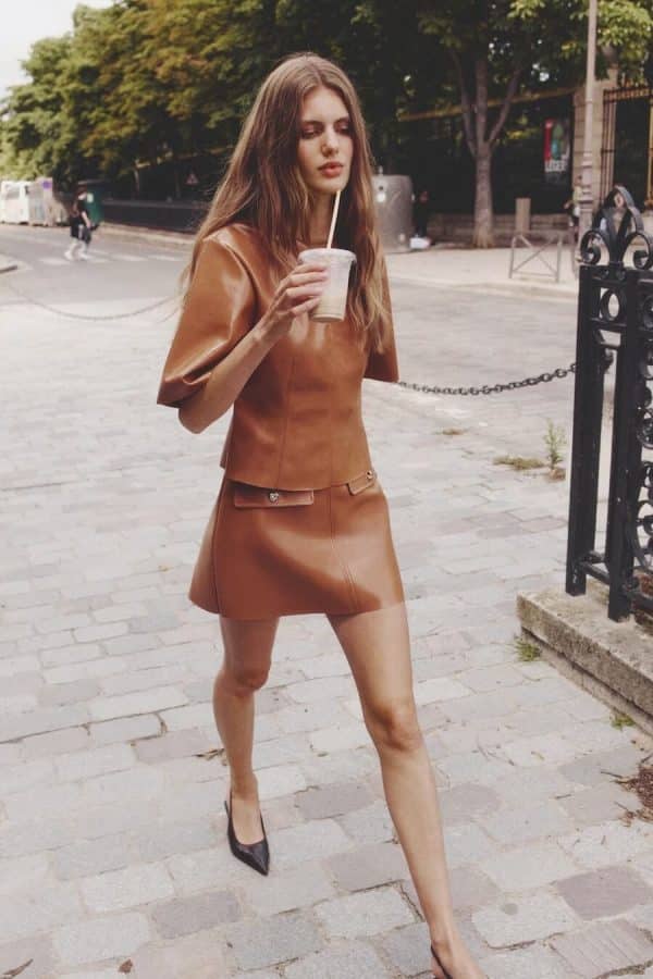 Coated Mini Skirt