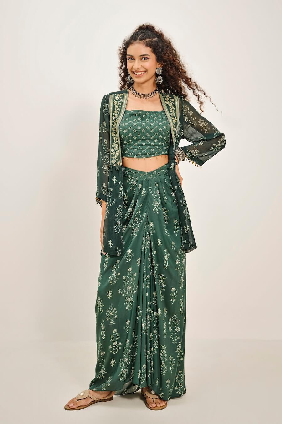 Gala Green Skirt Set