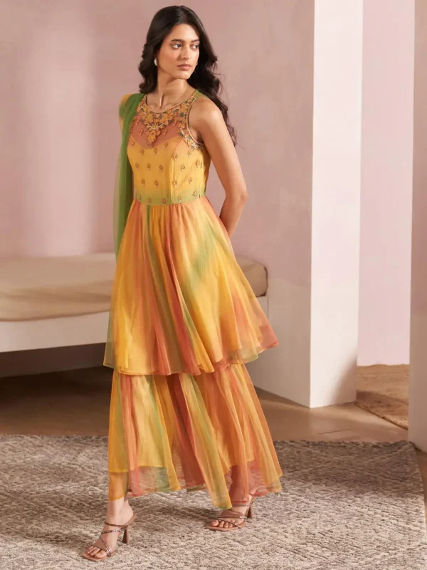 Ombre-Dye Anarkali Kurta with Sharara & Dupatta by Aarke Ritu Kumar (price after discount coupon)