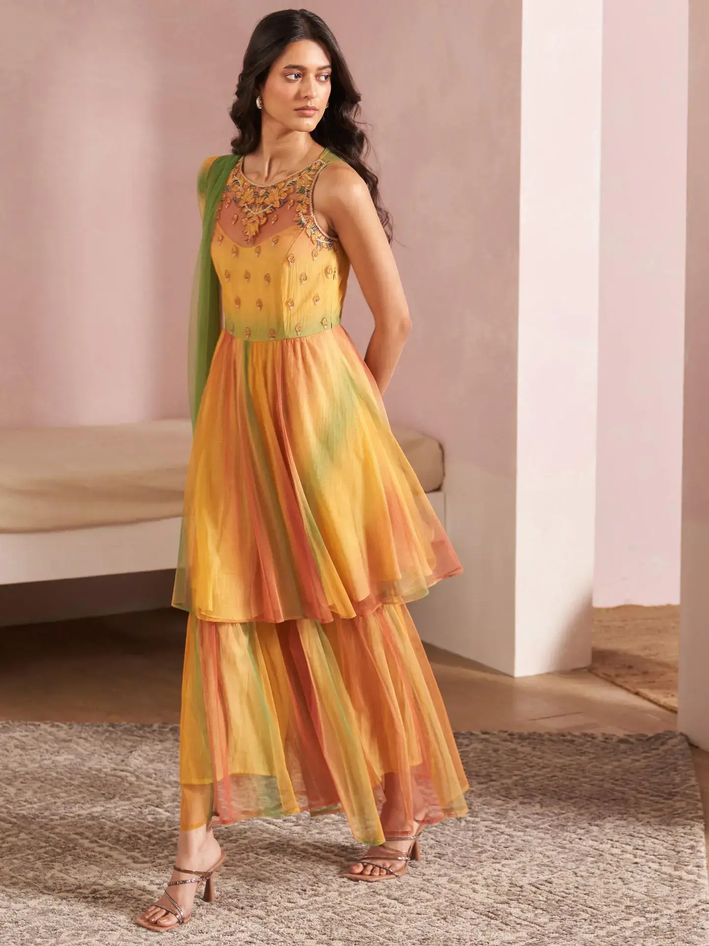 Ombre-Dye Anarkali Kurta with Sharara & Dupatta by Aarke Ritu Kumar (price after discount coupon)