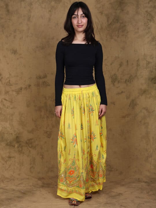 Printed A-line Maxi Skirts by Exotic India