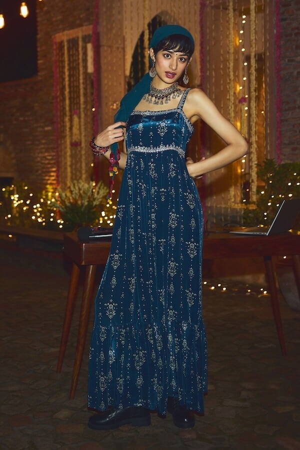 Aara Blue Flared Dress