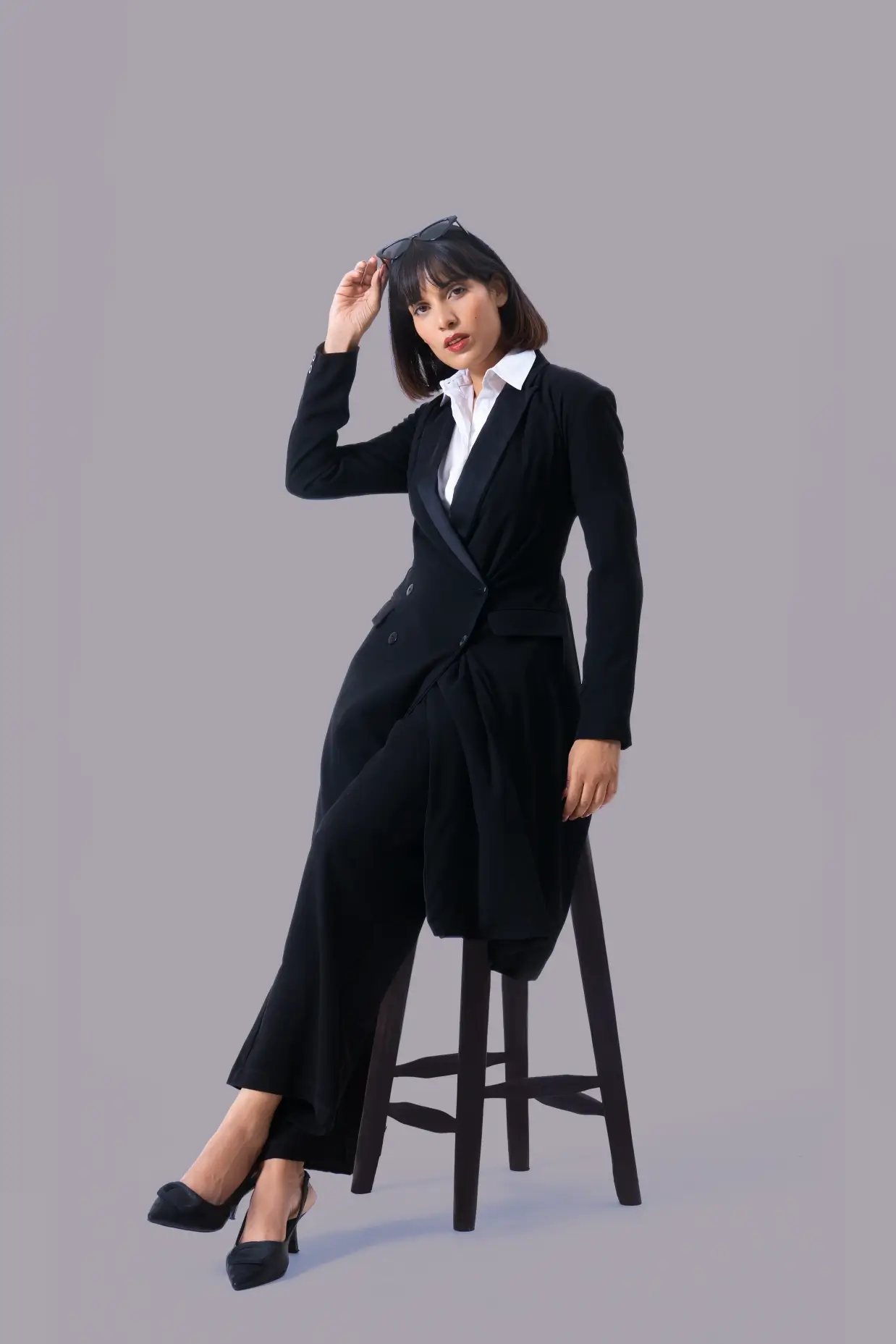 Black Double Breasted Trench Coat