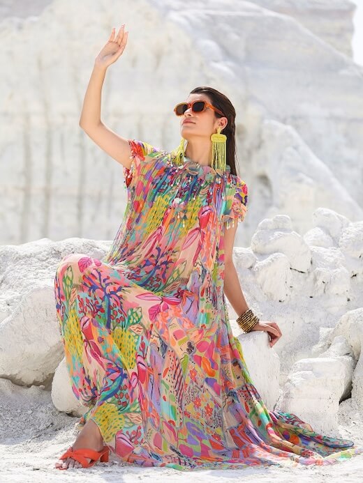 Floral Printed Cotton Gown by Aaraas