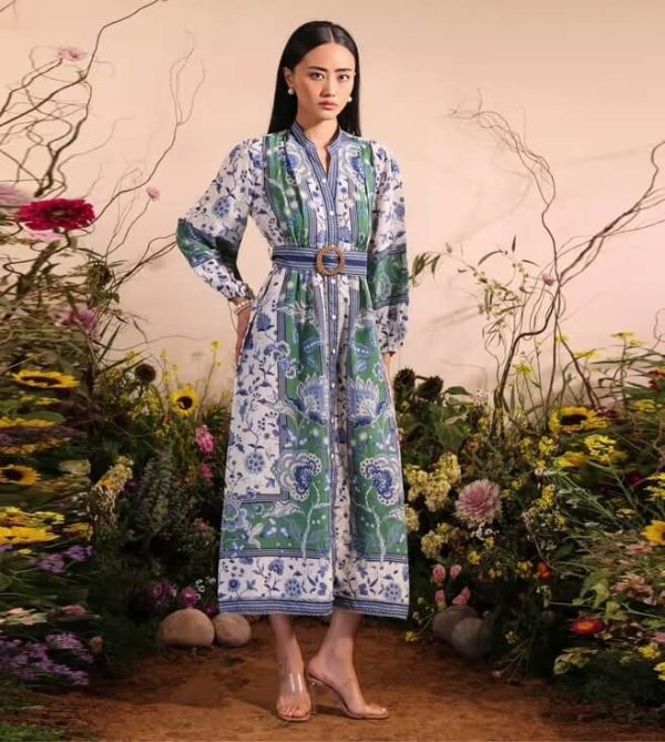 Off White Linnea Floral Printed Regular Fit Dress by Mulmul