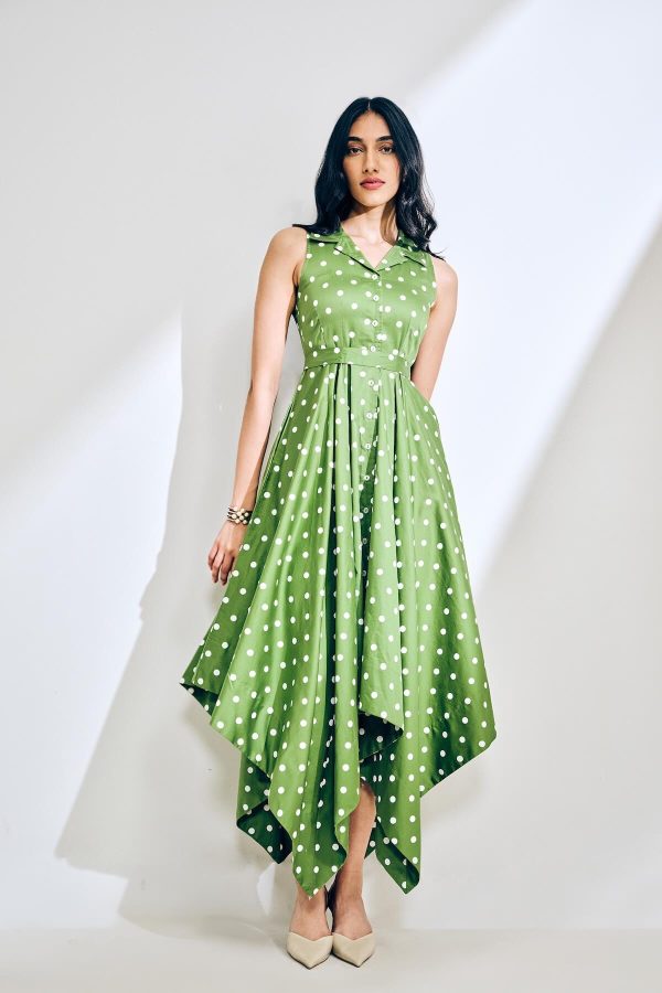 Polka Candy Asymmetrical Cotton Dress