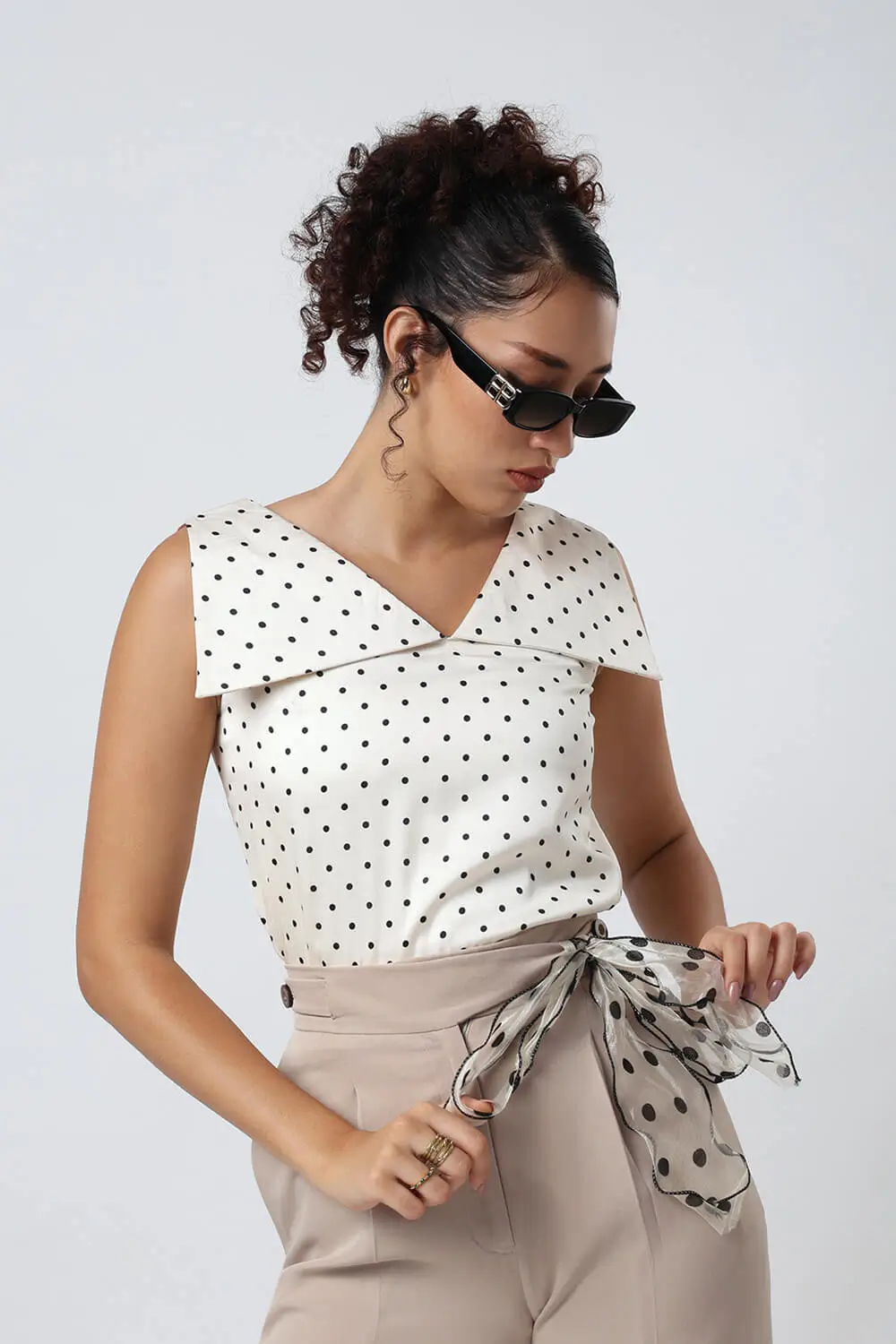 Polka Dot Collar Top