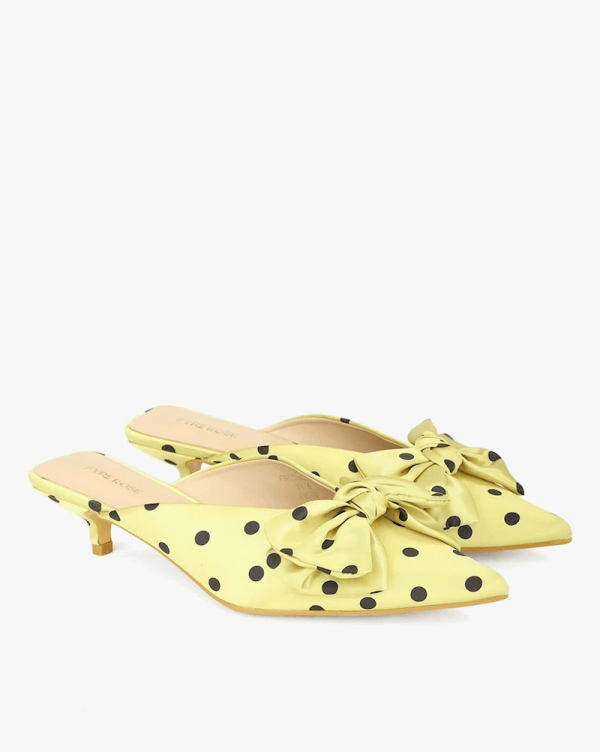 Polka-Dot Print Kitten Heeled Sandals by Fyre Rose