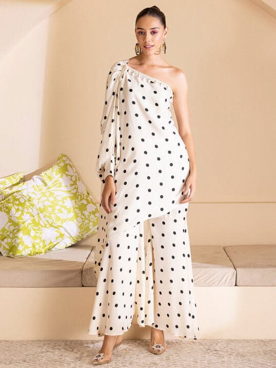 Polka Dot Printed Top With Trousers Co-Ords by SEW