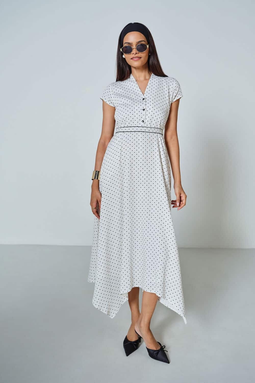 The Cool Polka Asymmetrical Dress