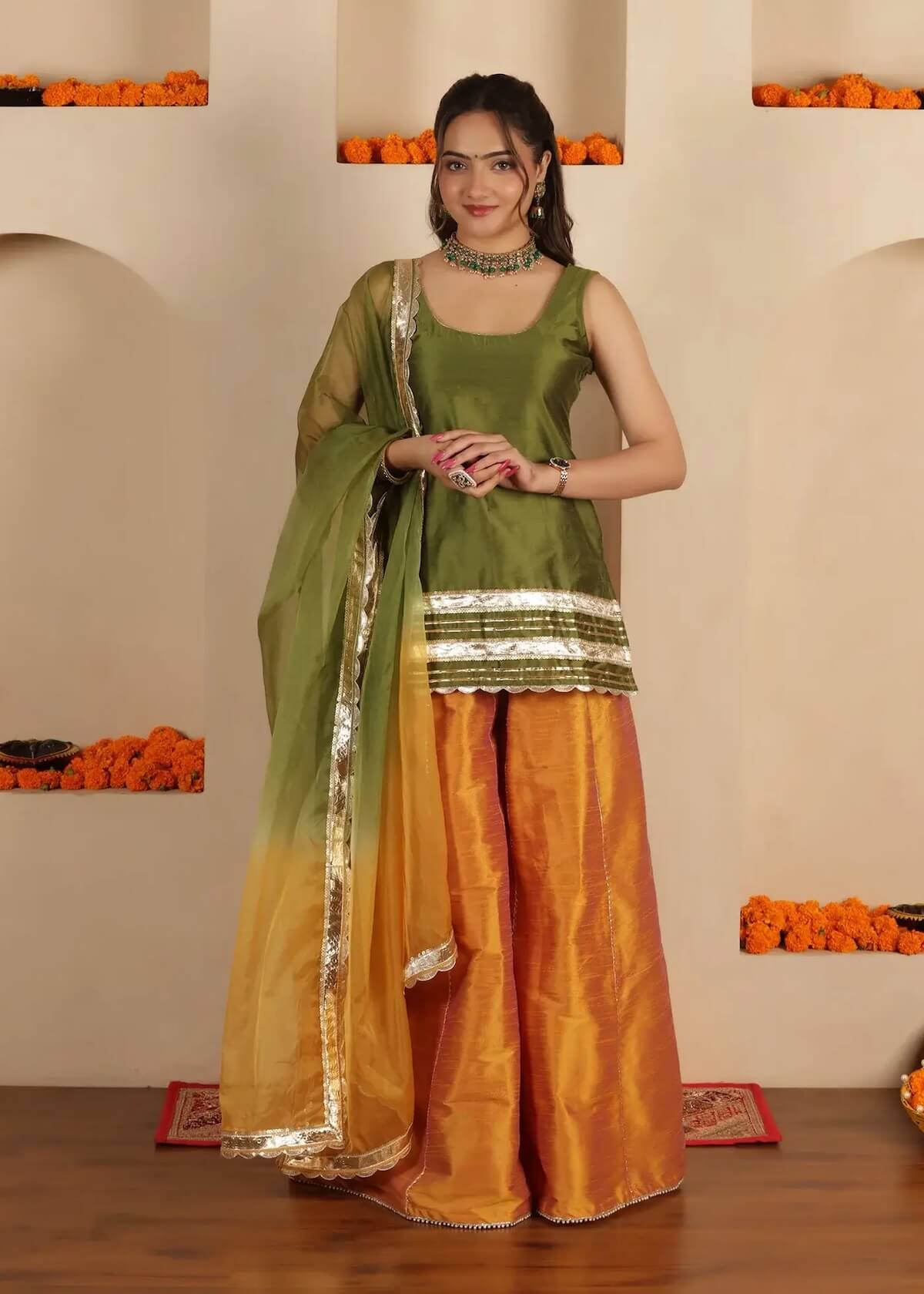 Zeenat Silk Sharara Set