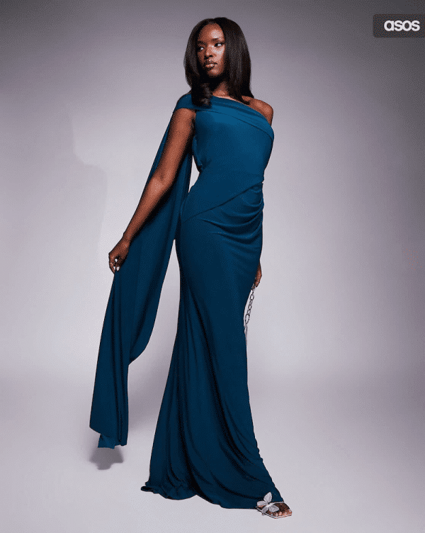 One Shoulder Drape Detail Maxi Dress by Asos Design