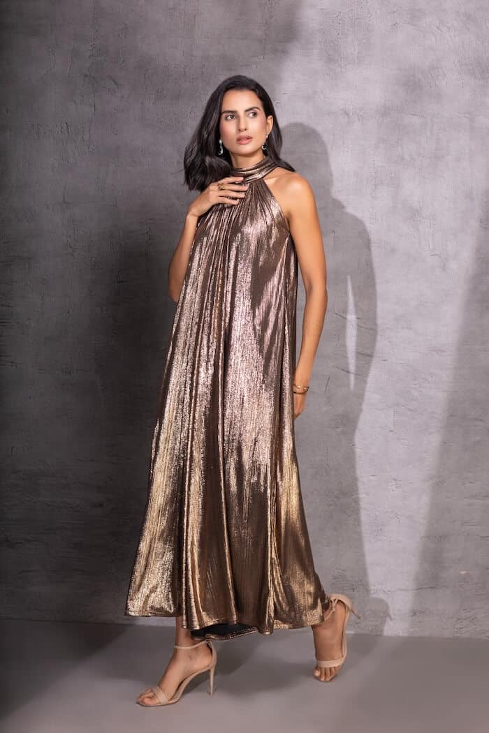 Golden Grace Pleated Jumpsuit