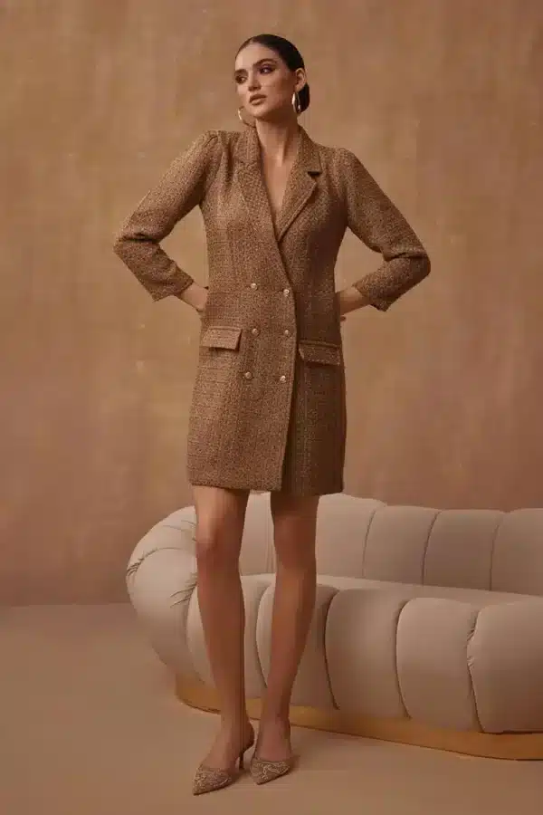 Metallic Tweed Blazer Dress