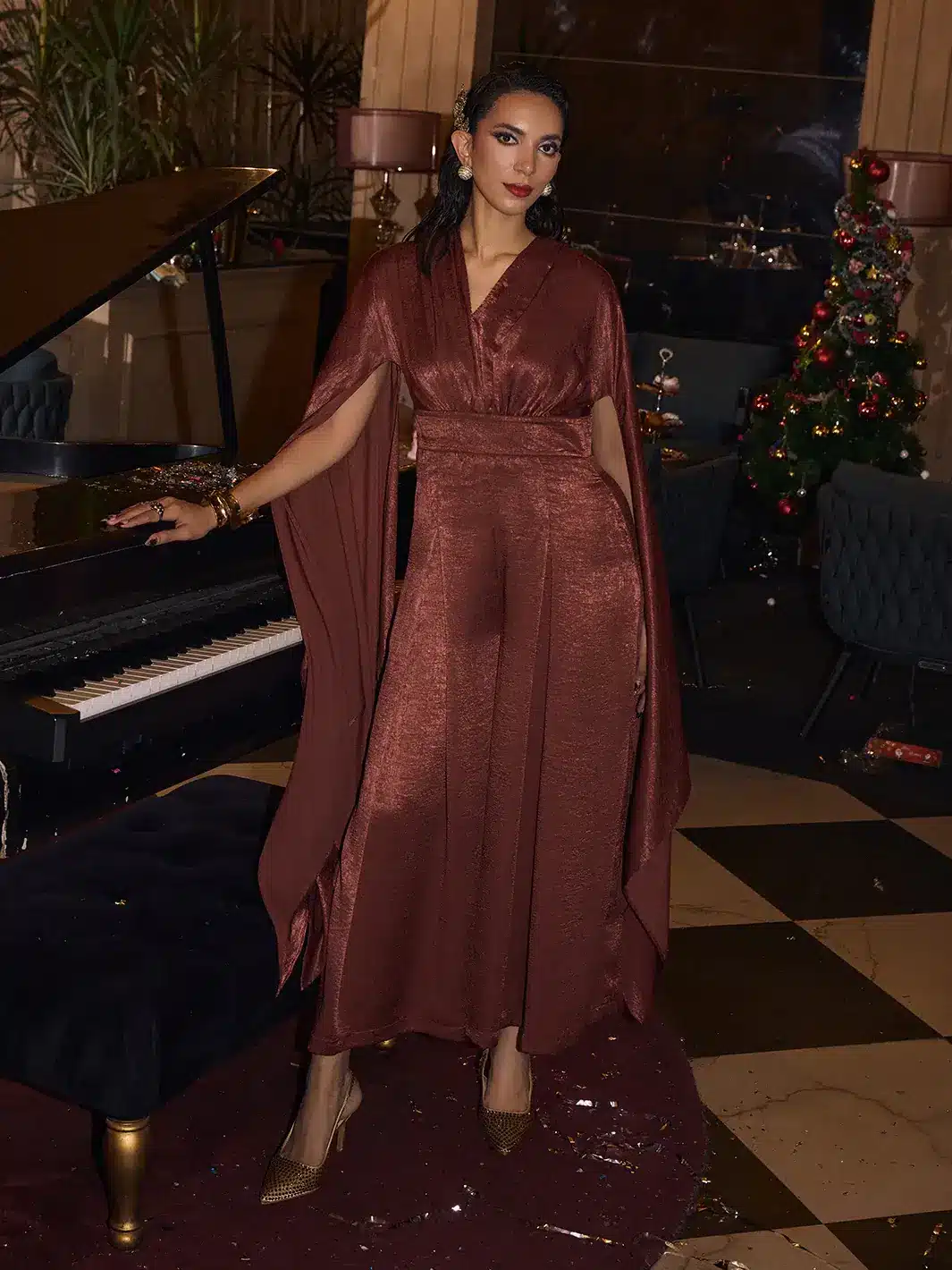 Royal Ember Satin Jumpsuit