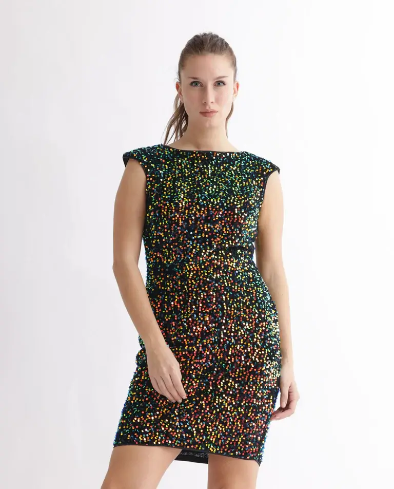 Sequined Mini Dress Mulan - Sheen Purple