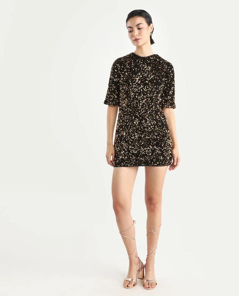 Sequined Mini Dress Tiana - Sheen Gold