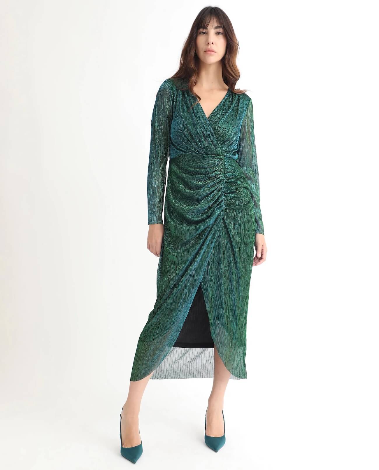 Shimmer Maxi Dress Siga - Metallic Green