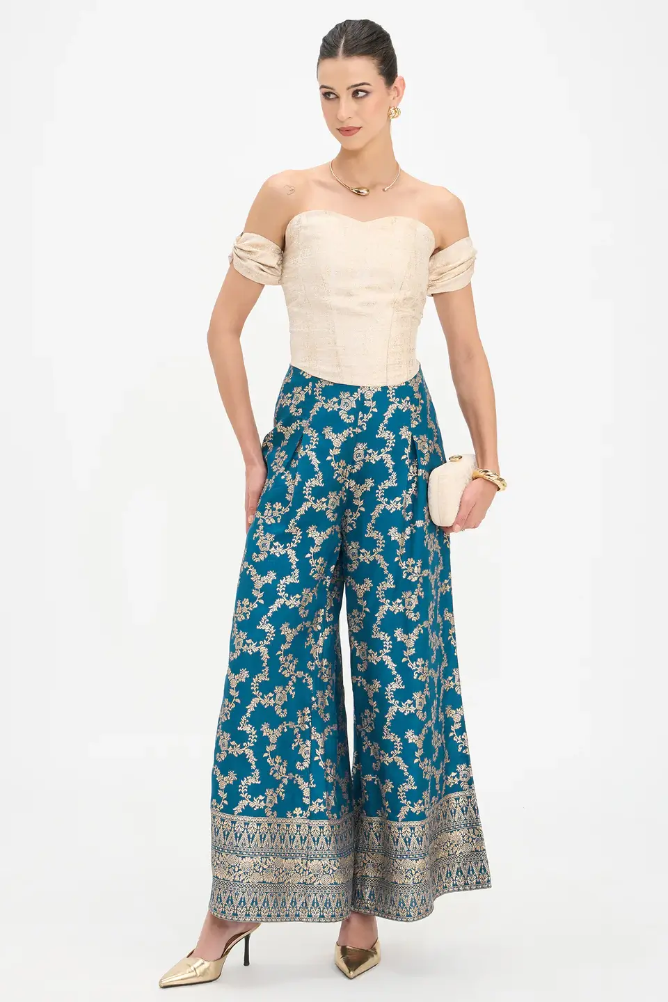 100% Viscose Flared Plazzo Pants, Tandavi