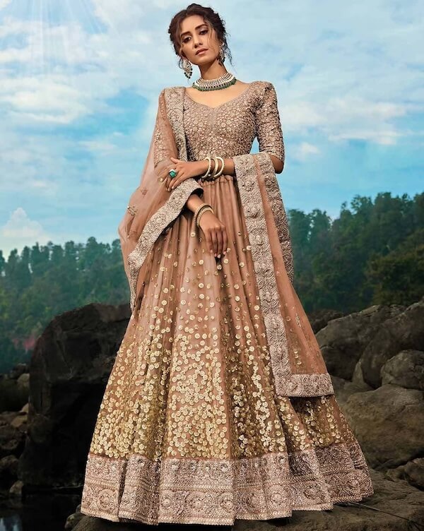 Embellished Flared Lehenga Choli with Dupatta by Fusionic