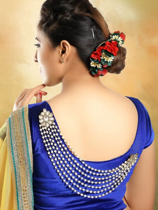 Gold-Toned & White Stone Studded Multi-Layered Brooch by Sanjog