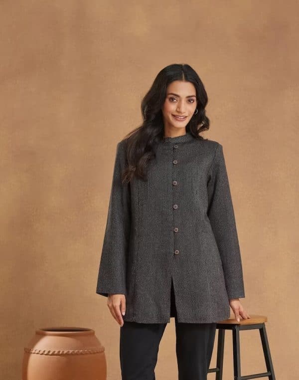 Grey Wool Hand Woven Jacket