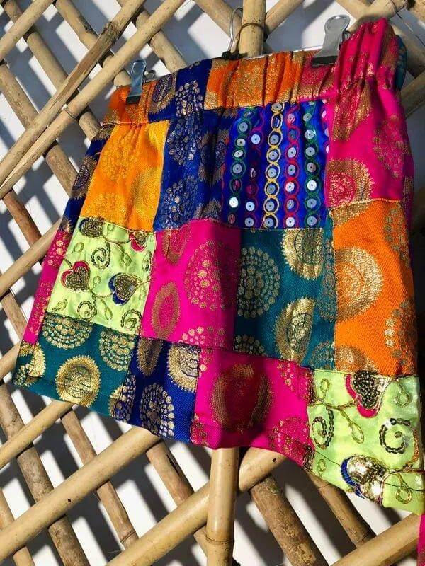 High fashion multifabric mini skirt