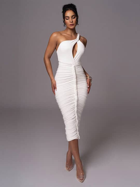 One Shoulder Bodycon Midi Dress by Bee Boe