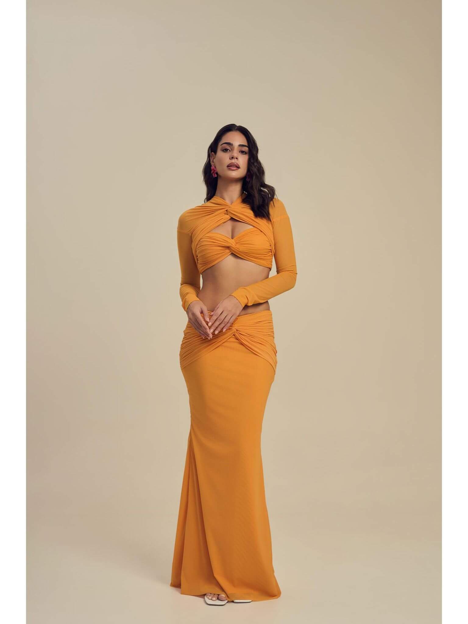 Orange Horizon Crop Top by Label Frow